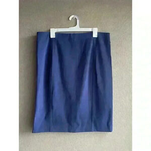 Ann‎ Taylor The Seamed Short A-Line Skirt Navy Blue Size 16 Minimalist